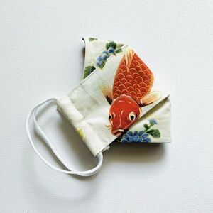NEW Handmade Koi Fish Print Face Mask in Beige